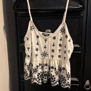 NWOT white and black eyelet cami